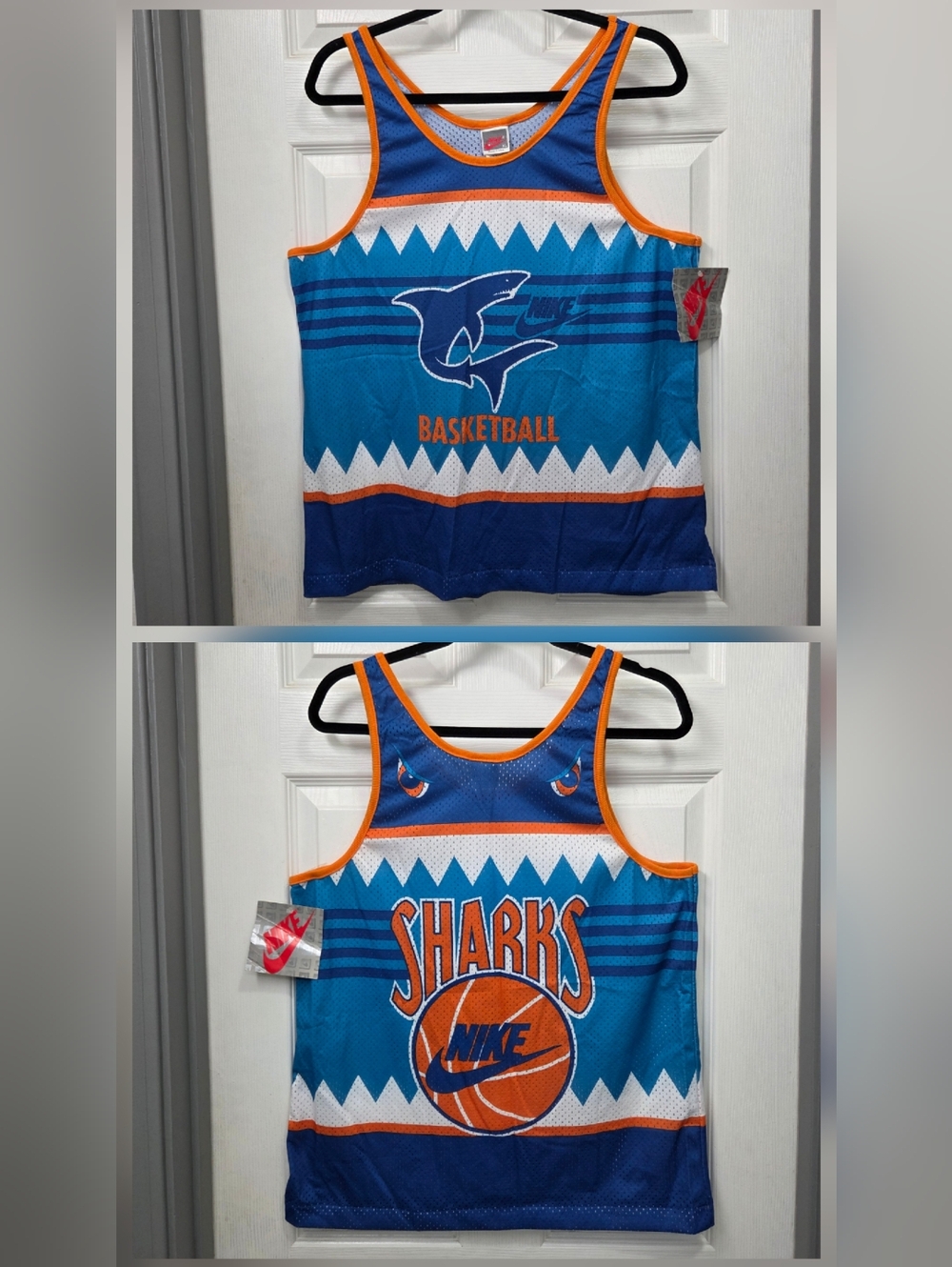 Vtg. RARE DEADSTOCK Nike Sharks Blue & Orange Jersey 80s Retro Collectors NWT XL
